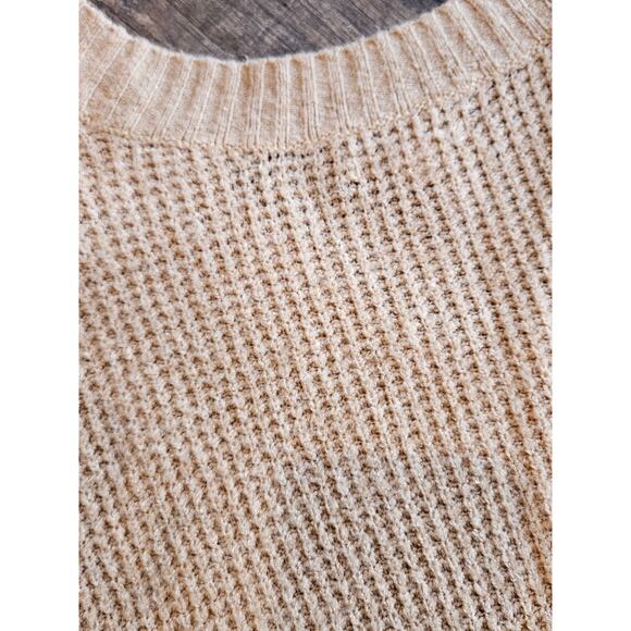 American eagle oversized waffle knit fuzzy sweater tan beige large - Picture 8 of 9